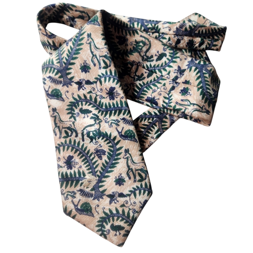 Johnny Miller Pink Neck Tie Wildlife Bees Snails Trees Print